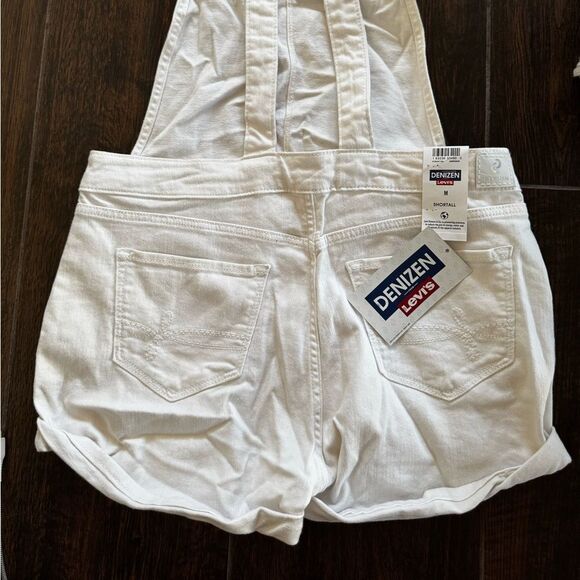 👖✨ Denizen from Levi’s White Distressed Denim Shortalls ✨👖sz M - Picture 3 of 9